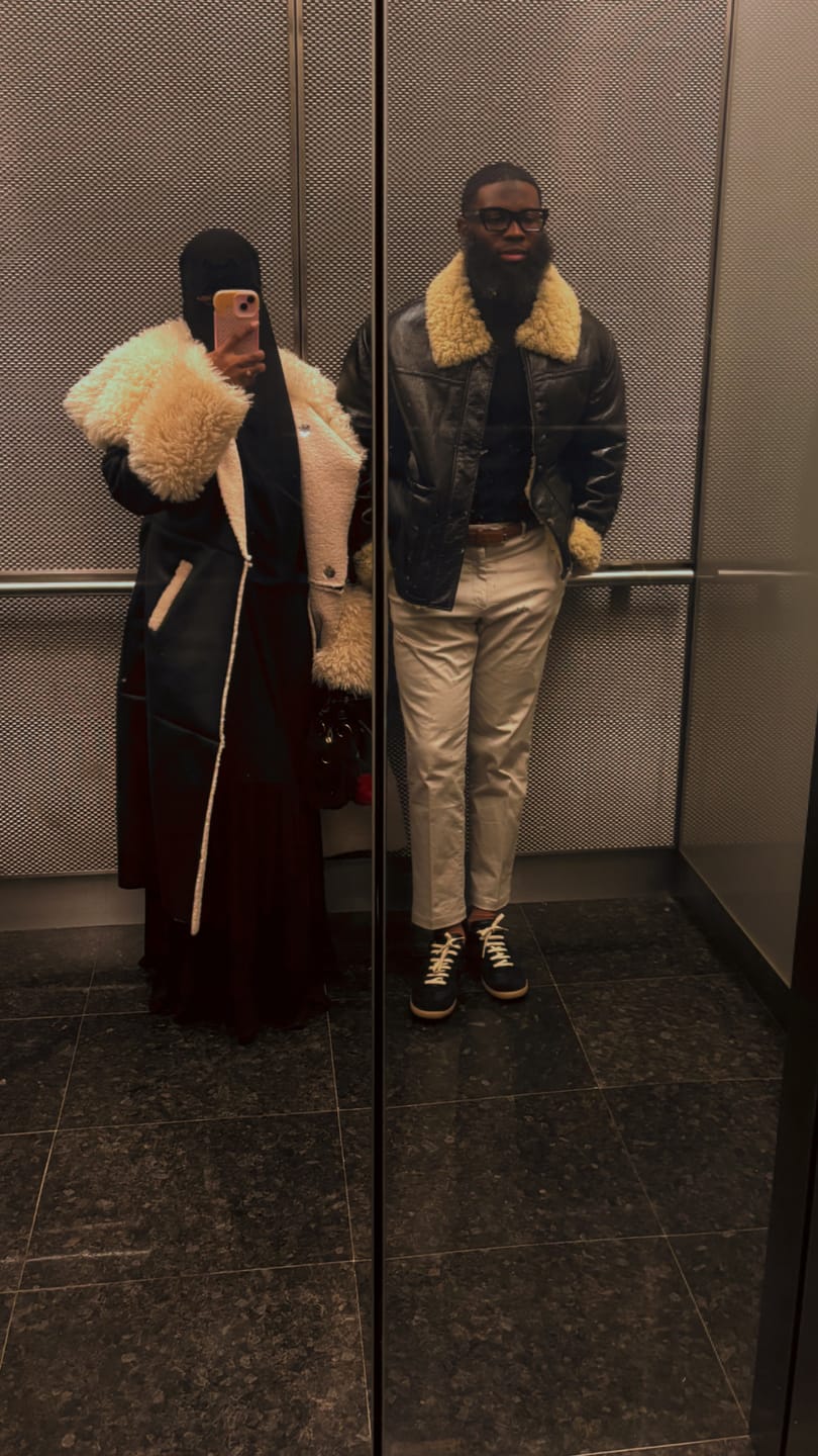 Customer photo review of FLUFFY-TRENCH-BLACK FAUX FUR JACKET
