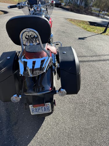 Customer photo review of 40L - Lamellar Raven Extra Large Yamaha Raider Leather Covered Motorcycle Hard Saddlebags