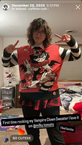 Customer photo review of Vampire Clown Sweater PREORDER
