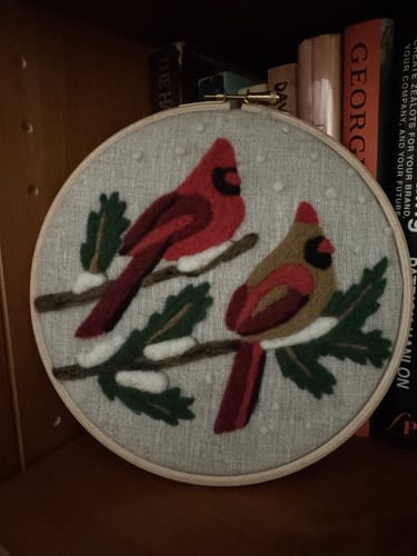 Customer photo review of Winter Cardinals Needle Felting Kit