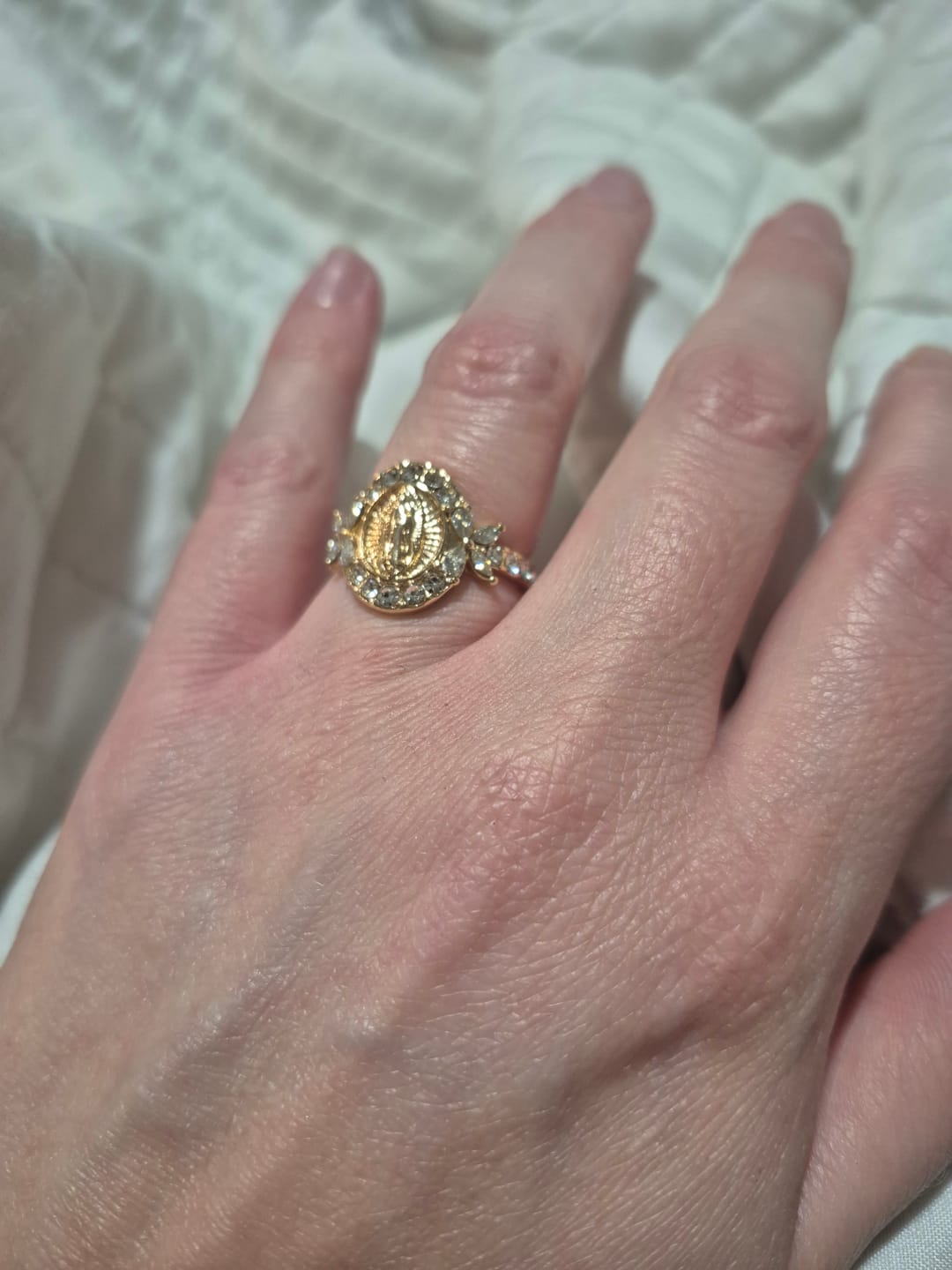 Customer photo review of FREE Today: Elegant Virgin Mary Emblem Ring: Sacred Detail for Daily Devotion