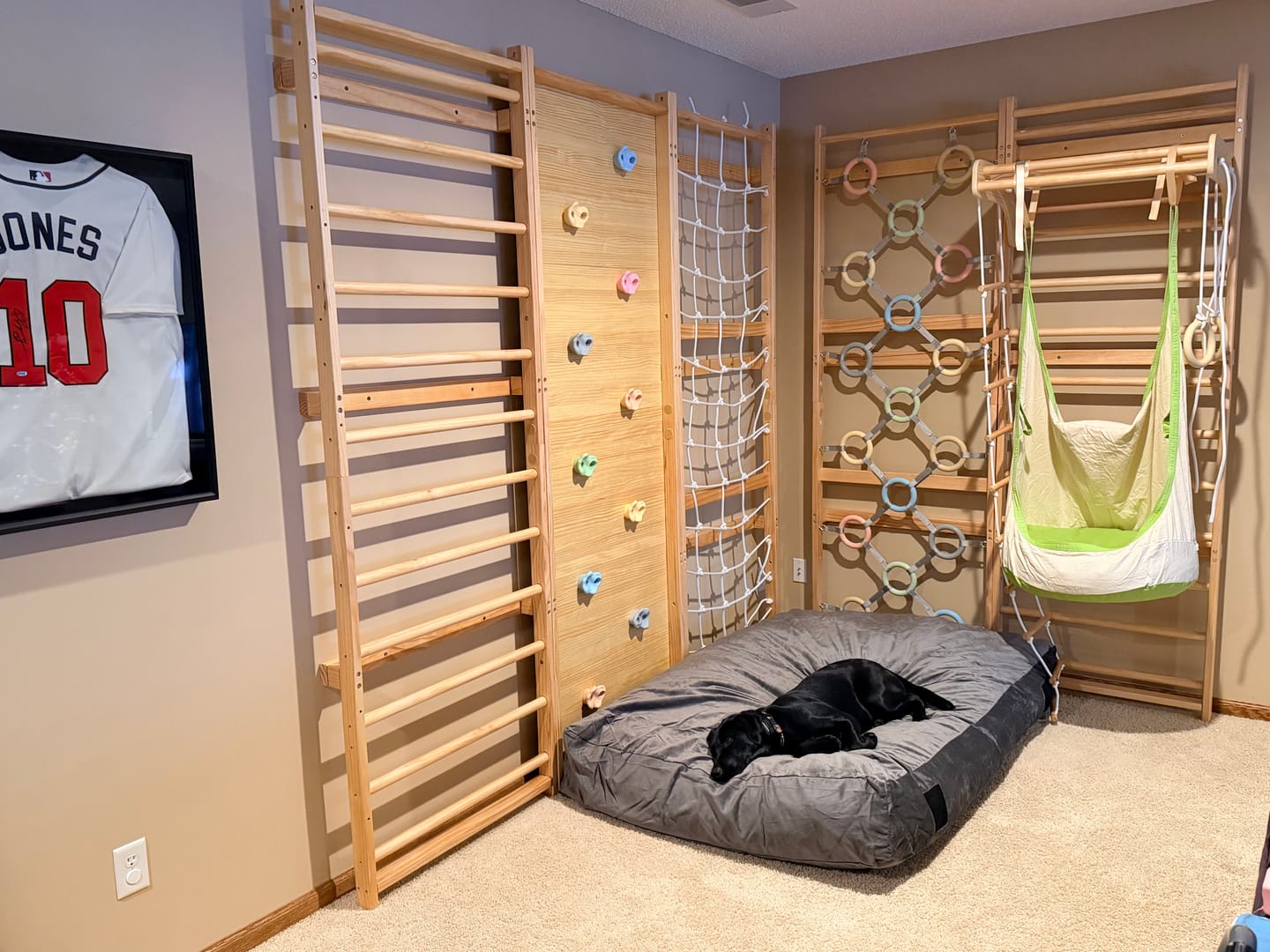 Customer photo review of Walnut Modular | Swedish Ladder Jungle Gym - 95" Height - Wall Mounted