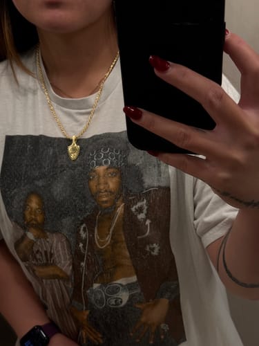 Customer photo review of Ali'i Scroll Heirloom Paddle Initial Necklace