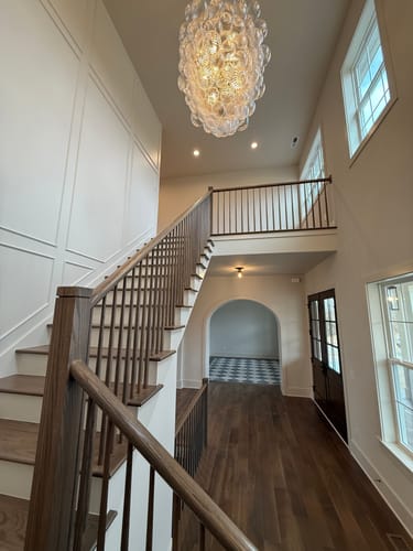 Customer photo review of Luxury Cascade Cluster Ribbed Glass Bubble Entry Chandelier