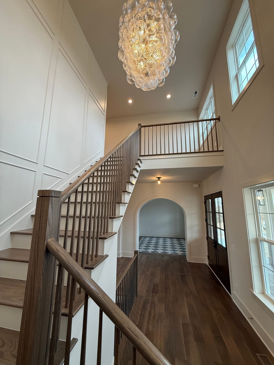 Customer photo review of Luxury Cascade Cluster Ribbed Glass Bubble Entry Chandelier