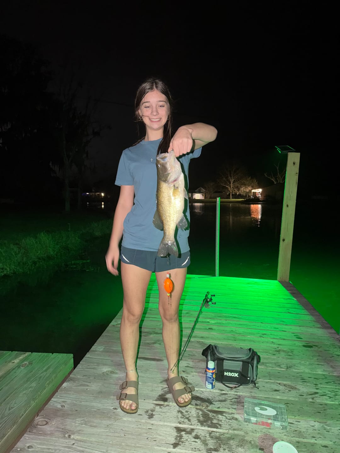 Customer photo review of Solar Green Feeder Light for Hunting -10,000 lumens (2 Pack)