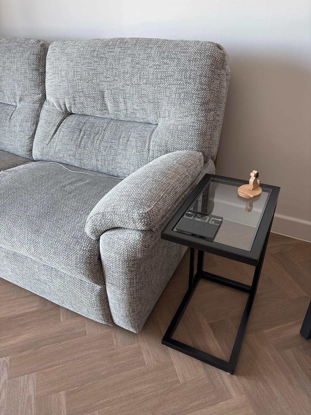 Customer photo review of Glass Sofa Side End Table - Black