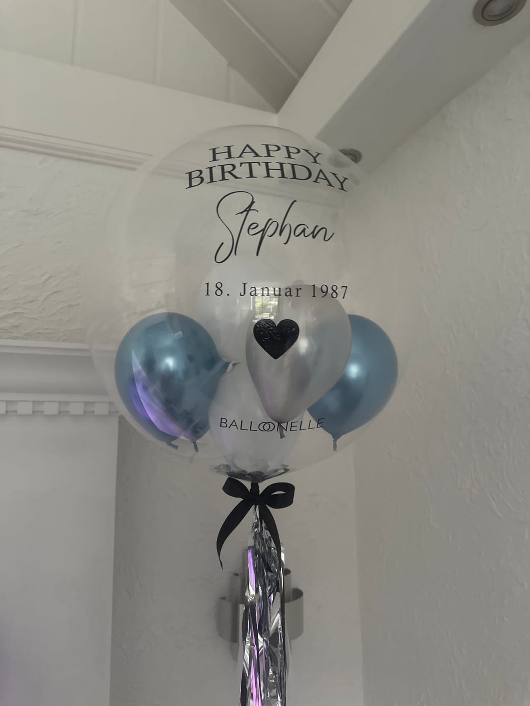 Customer photo review of Blue Silver Love Designer Ballon