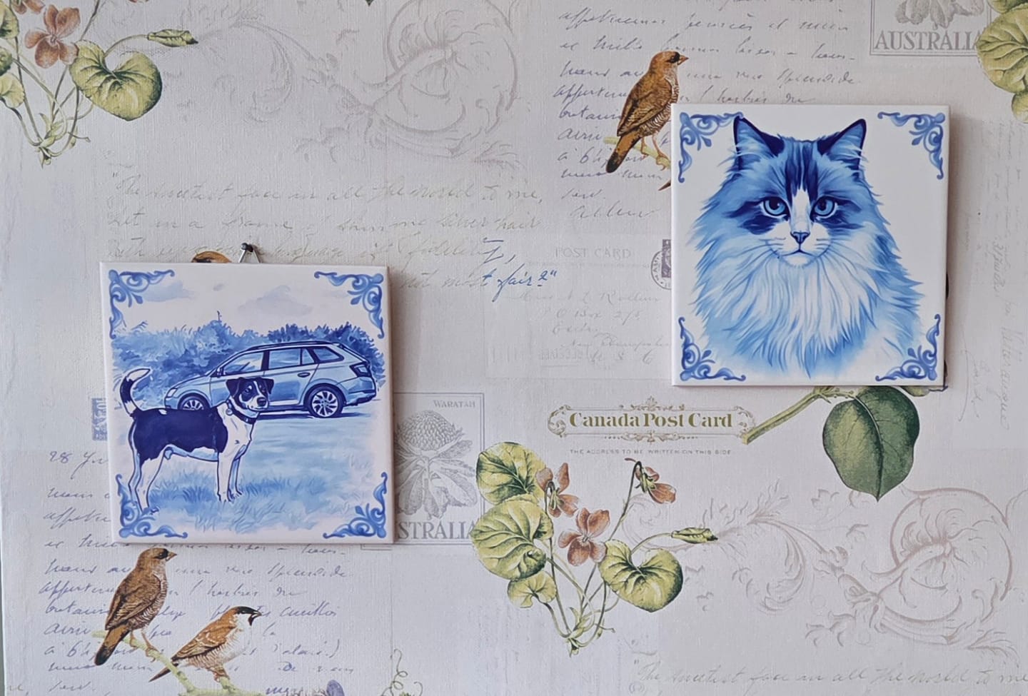 Customer photo review of Delfts Blauw tegeltje bedrukken met jouw eigen huisdier