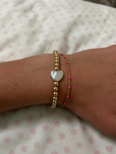 Customer photo review of pearl heart juno bracelet (5mm)