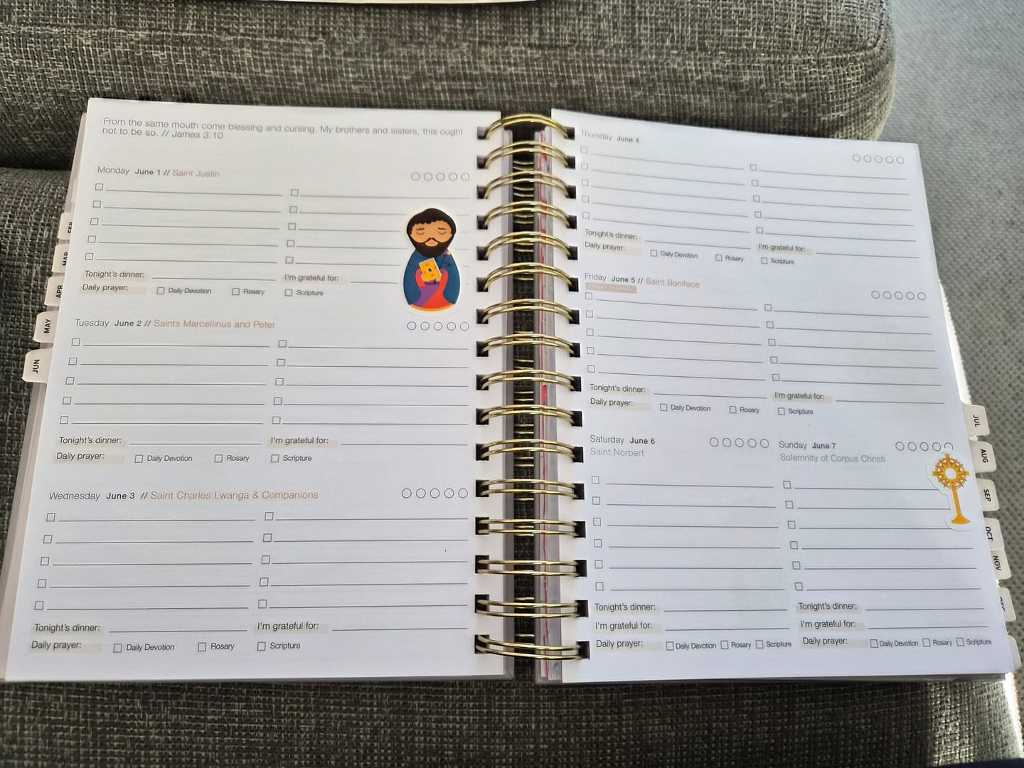 Customer photo review of Saints of the Month Sticker Book