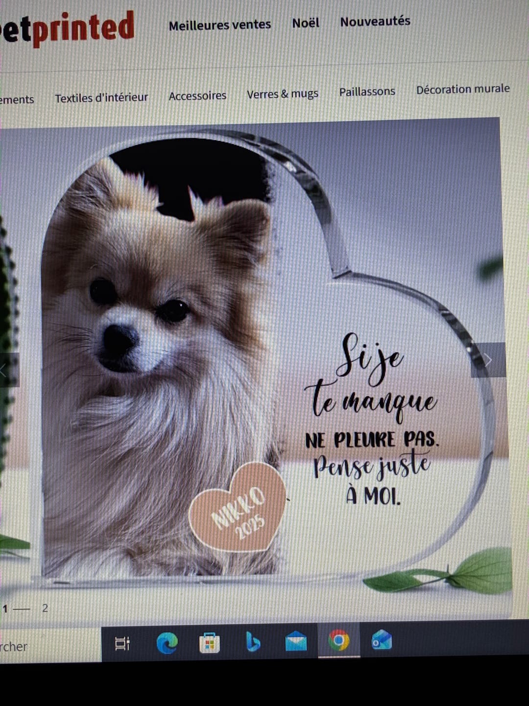 Customer photo review of Si je te manque - Cœur en verre personnalisé