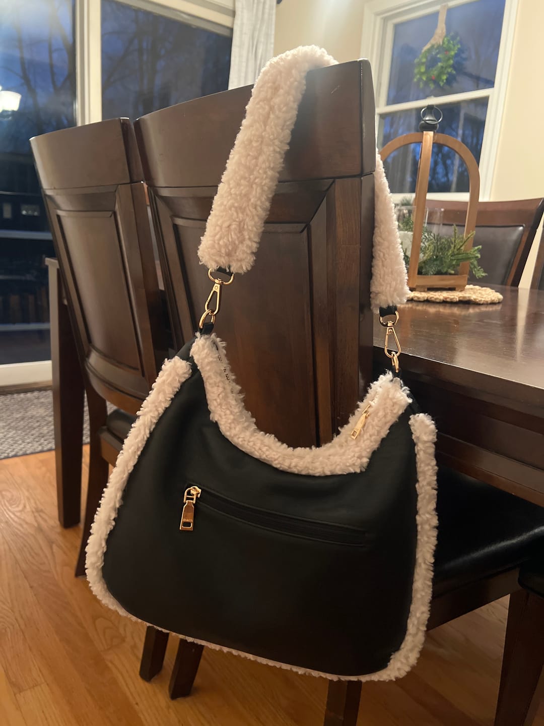 Customer photo review of Reece Vegan Sherpa Trim Satchel