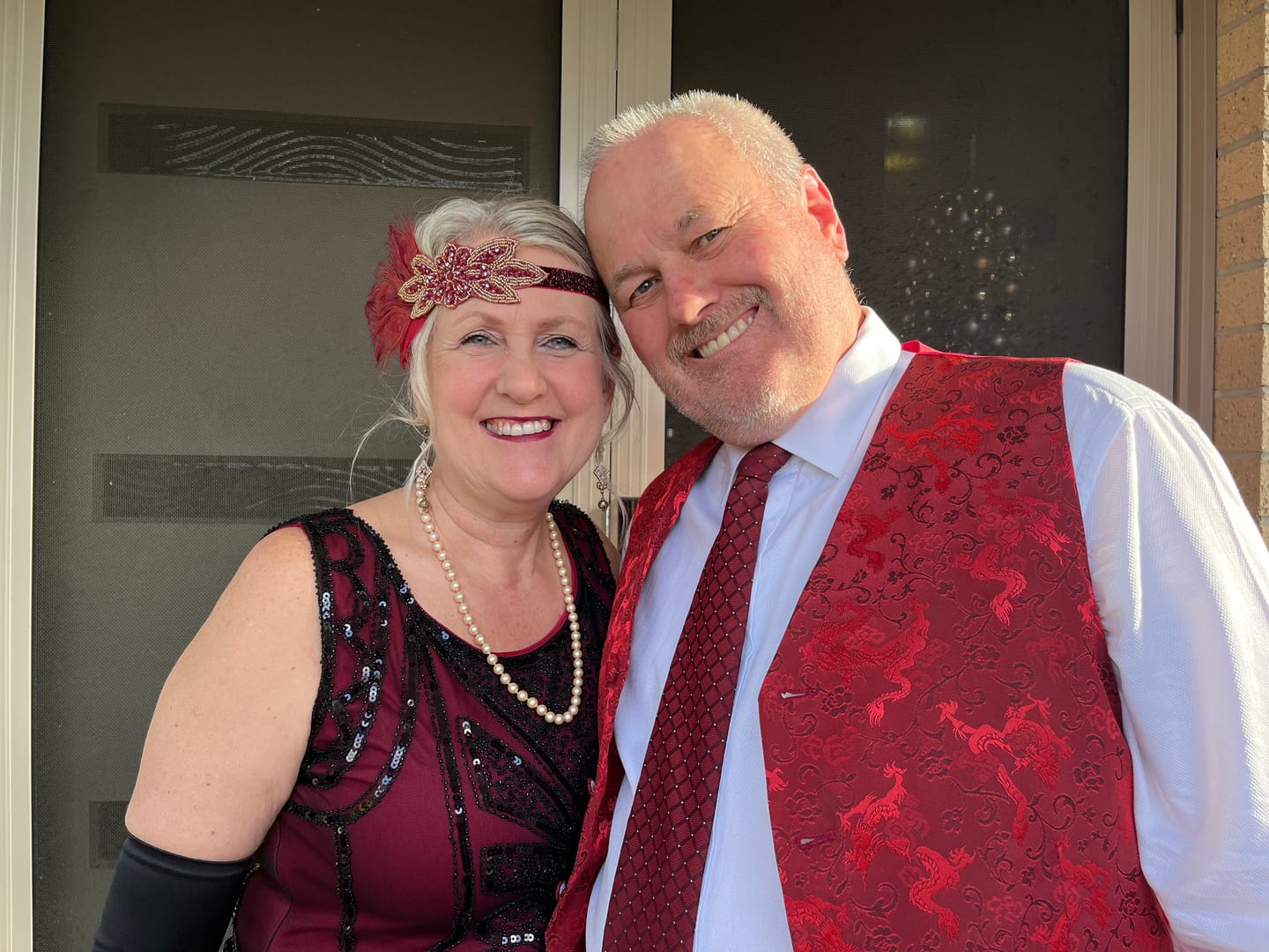 Customer photo review of 1920s Red Peacock Feather Headband