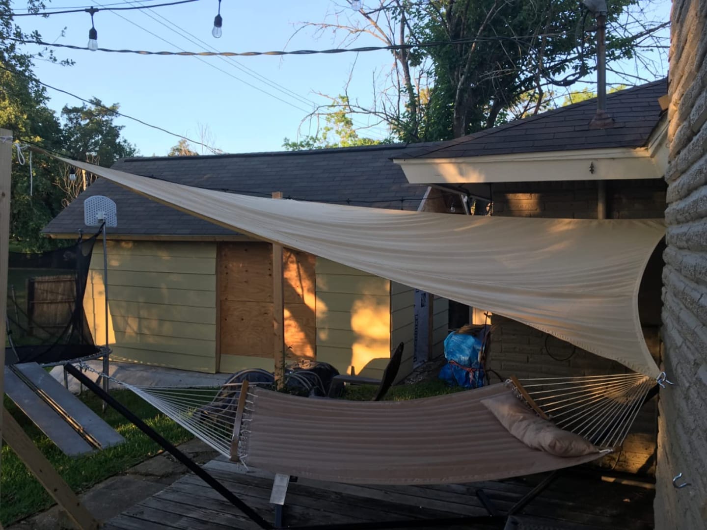 Customer photo review of Triangle Shade Sail | Beige