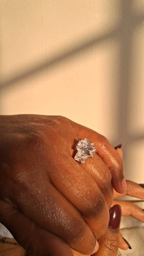 Customer photo review of 6.5Ct Radiant 3-Stone Solitaire Silver Ring for Women