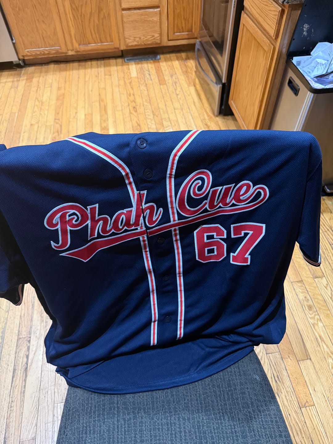 Customer photo review of Custom Navy Red-White Classic Style Authentic Baseball Jersey