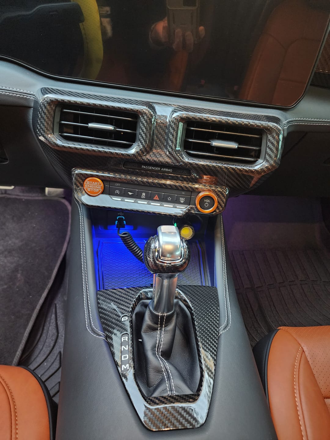 Customer photo review of 2024+ S650 Mustang Hard Carbon Fiber Dashboard Center AC Vent Trim Cover