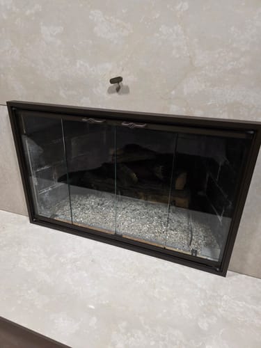 Customer photo review of Stiletto Masonry & Prefab Fireplace Glass Doors | Custom Made