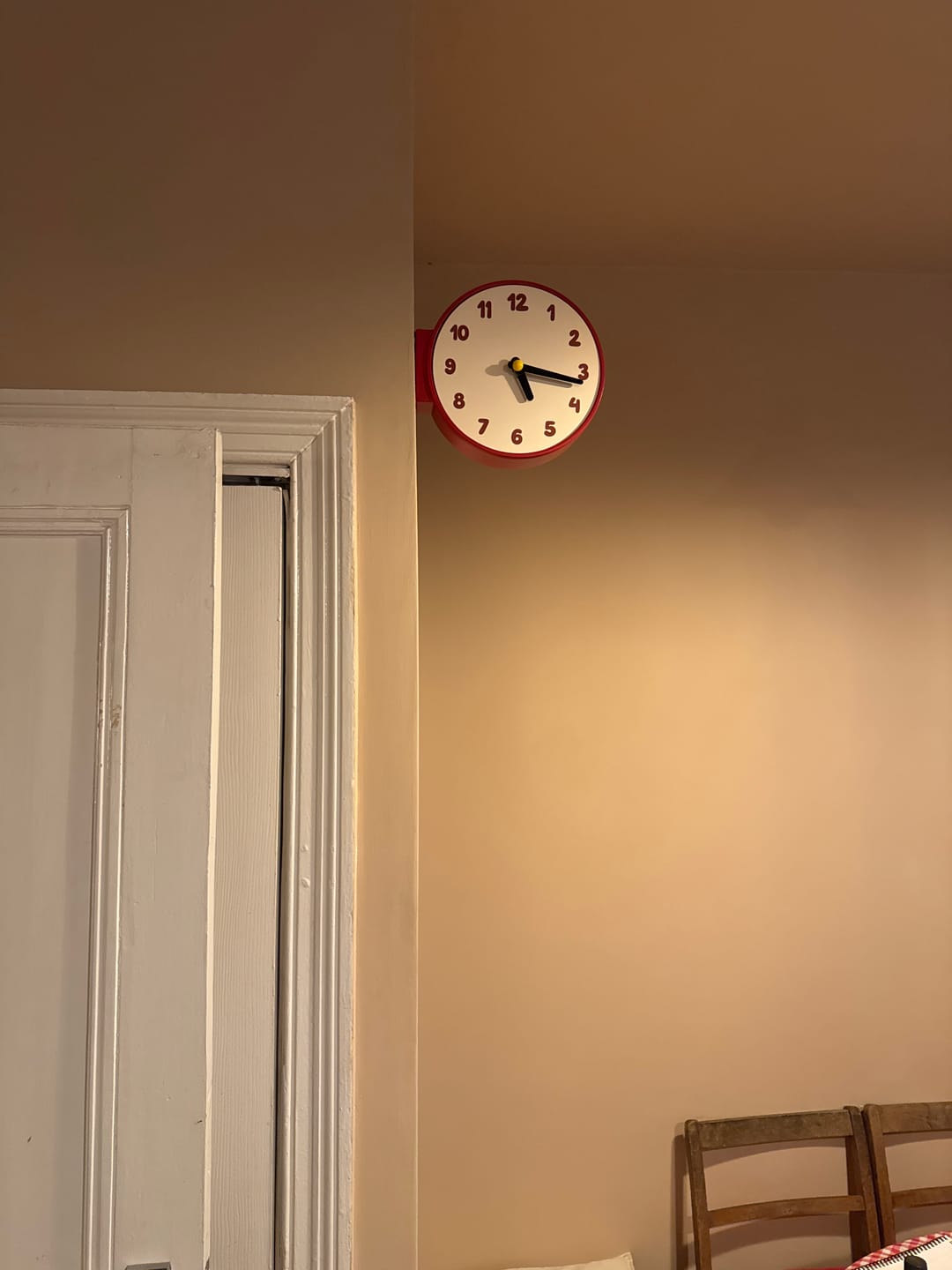 Customer photo review of Corner View Double-Sided Clock