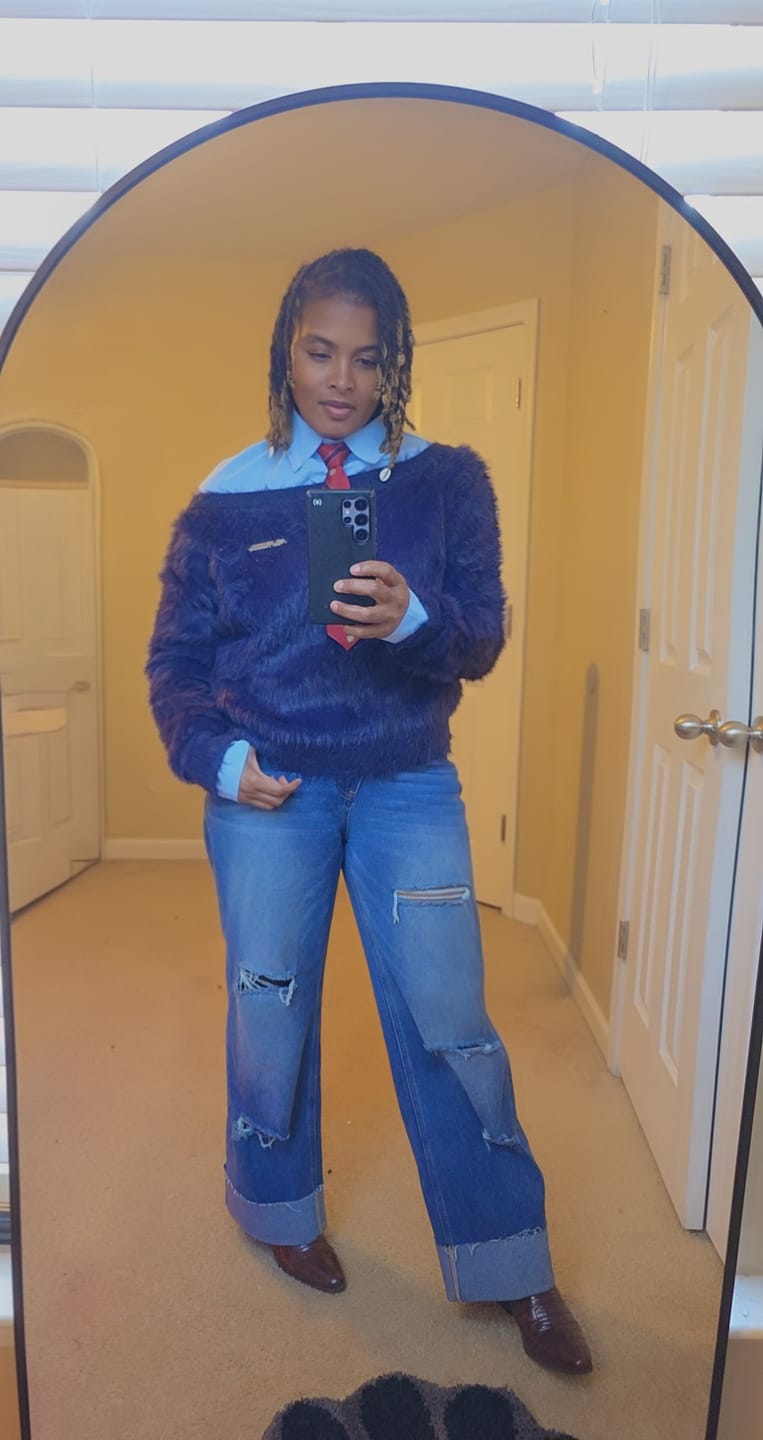 Customer photo review of Aelfric Eden Tie Two Layer Sweater