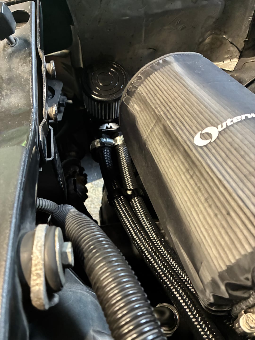 Customer photo review of Top Loader Billet Internally Baffled Oil Catch Can (Dual 10AN Port)