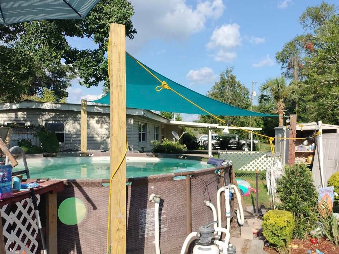 Customer photo review of Triangle Shade Sail | Turquoise