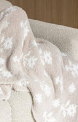 Customer photo review of Flower Print Blushing Beige and White Extended Throw