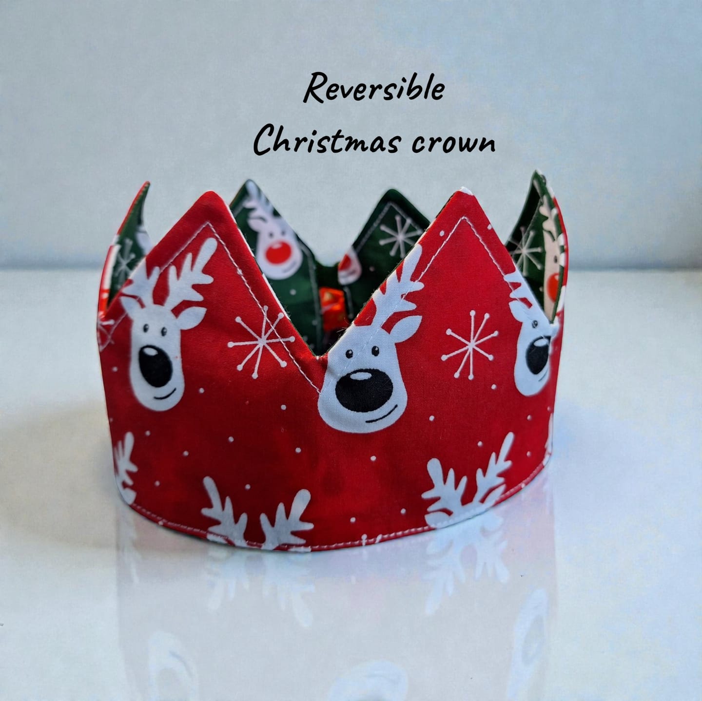 Customer photo review of White Reindeer Faces Polycotton Fabric