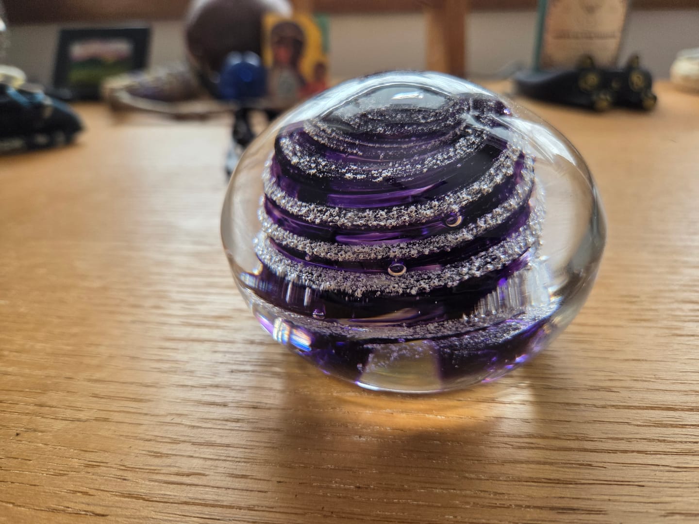 Customer photo review of Swirl Paperweight with Cremation Ash
