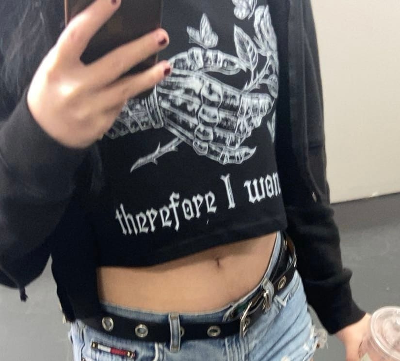 Customer photo review of Cruel World Crop Tee