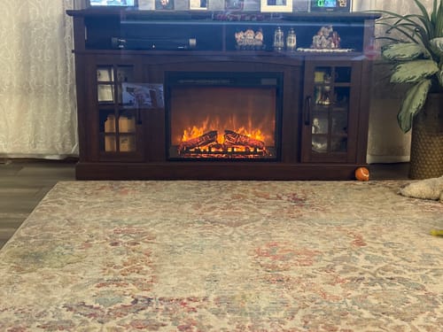 Customer photo review of Astorga 58" Glass Door Modern Farmhouse Fireplace TV Stand
