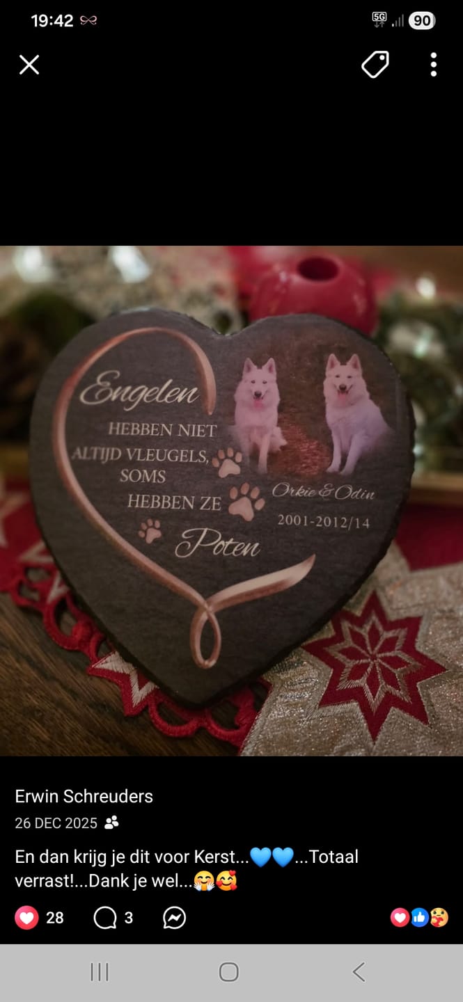 Customer photo review of Engelen hebben poten - Gepersonaliseerde leisteen hart