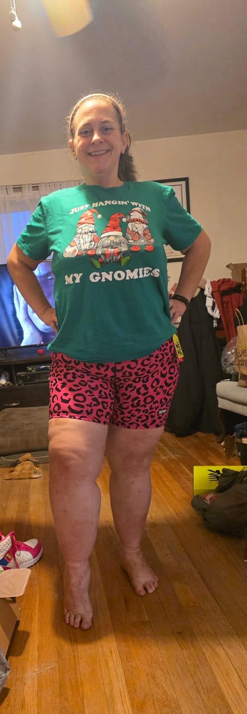 Customer photo review of Zumba Sizzlin' High Waisted Biker Shorts - Pink/Black