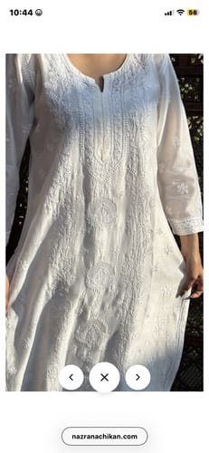 Customer photo review of Women's Lucknowi Handcrafted Chanderi Silk Chikankari Kurti - HONC0126984