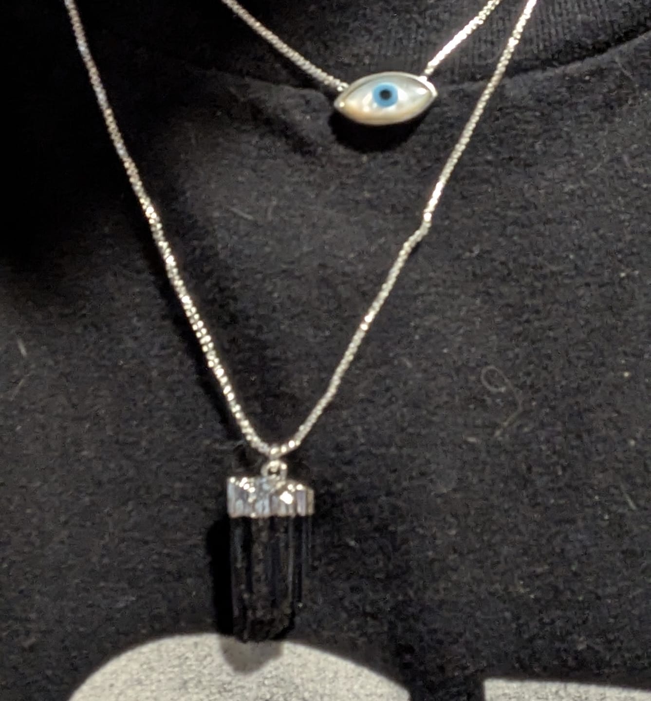 Customer photo review of Evil Eye W/ Tourmaline Layered Necklace - Brazil