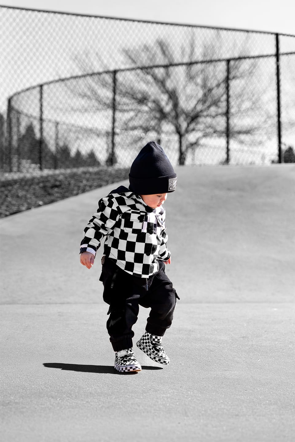 Customer photo review of Hooded Flannel in Black + Cream Checkered