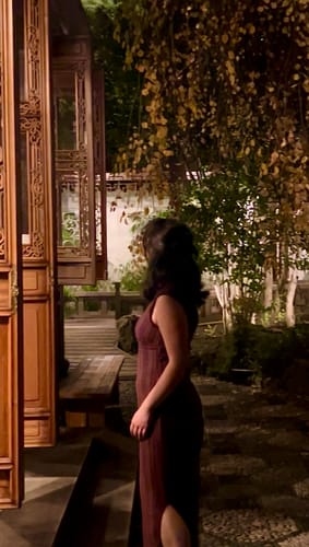 Customer photo review of Jin Ling 金陵 Golden Hill Republic of China Maroon Stripe Pure Cotton Sleeveless Qipao