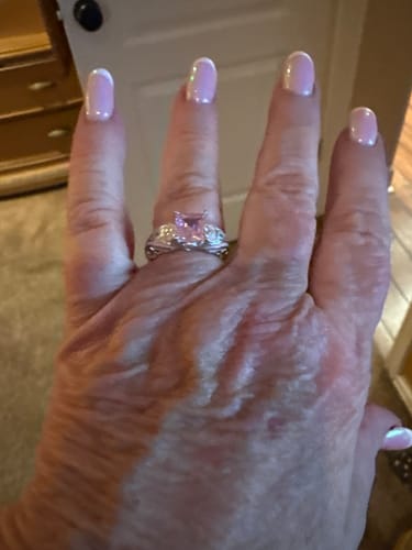 Customer photo review of Rosemary's Loyalty Ring - Rose Quartz