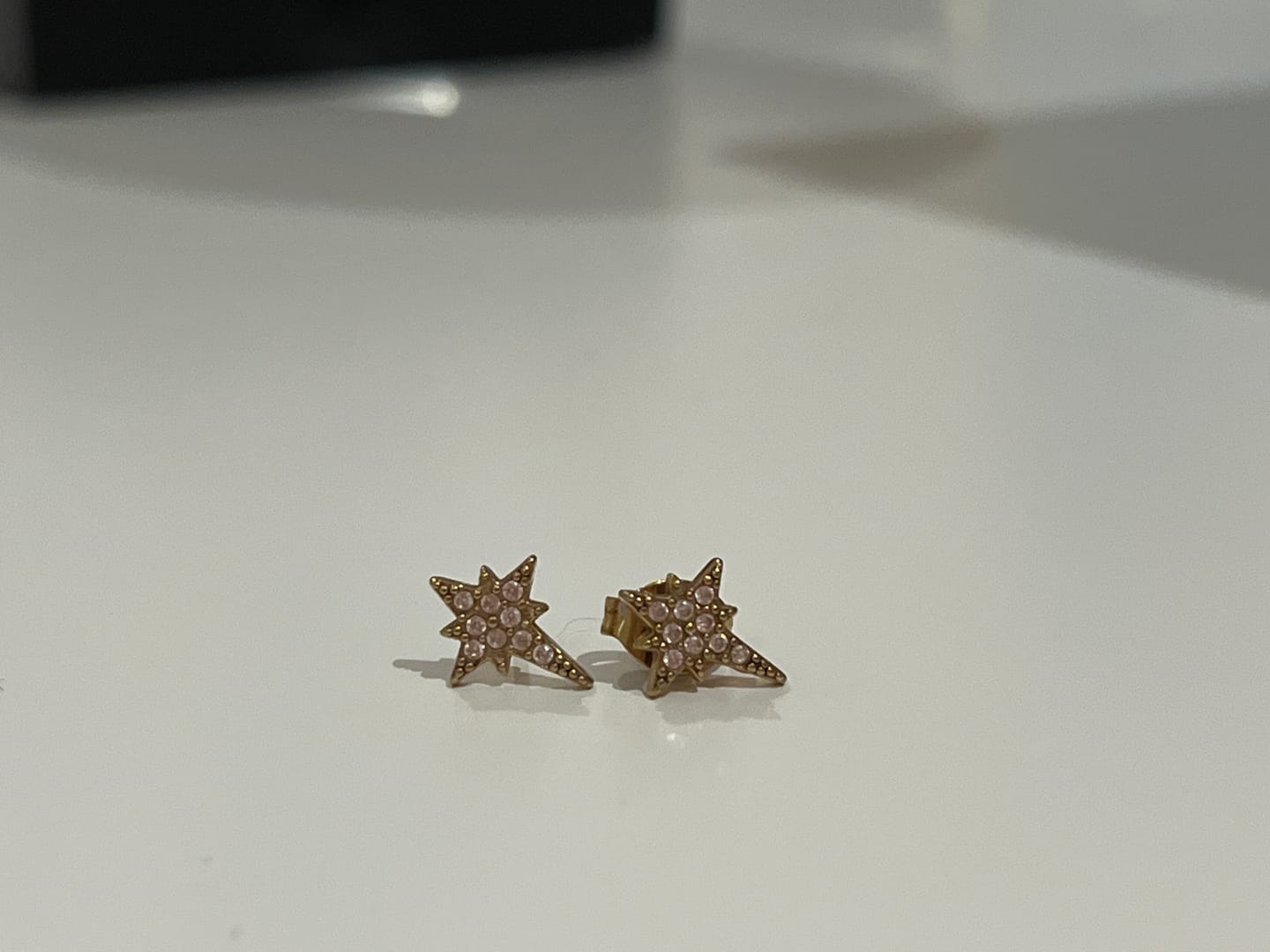 Customer photo review of Cosima Star Stud Earrings Gold & Pink