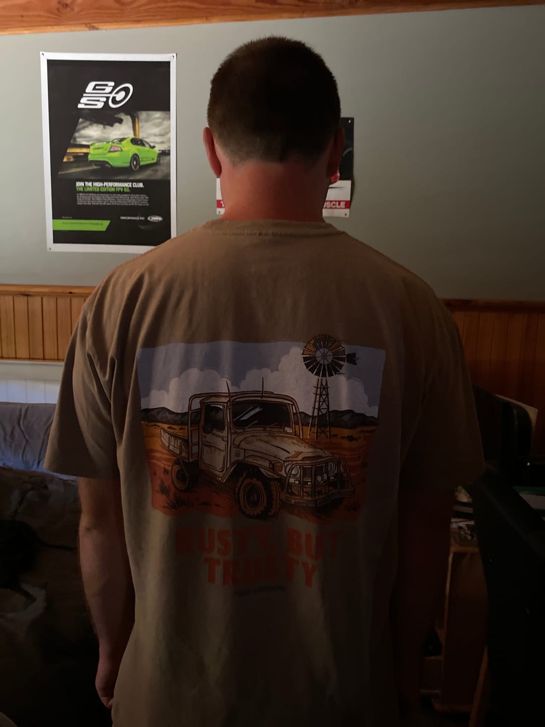 Customer photo review of Rusty But Trusty Tee Tan