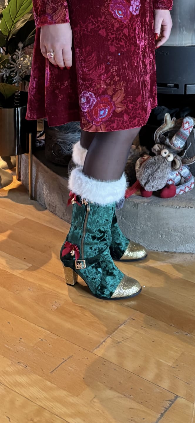Customer photo review of Christmas Charm Velvet Boots