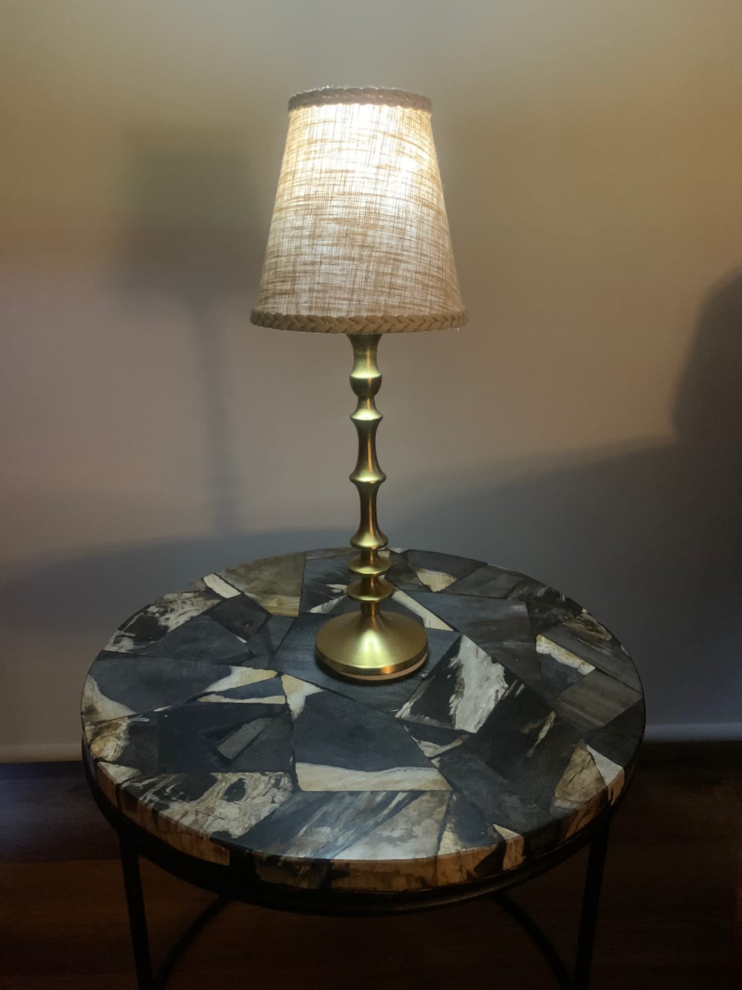 Customer photo review of Natural Braided Trim Lamp Shade & Brass Base - Table Lamp