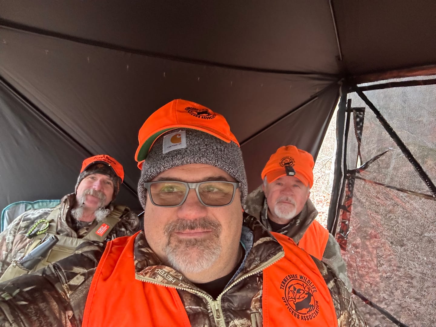 Customer photo review of FlipGuard 270 Hunting Blind See Through Blaze Orange | Portable 3-4 Person Weatherproof Pop Up Ground Blind for Deer with Big Flipping Door