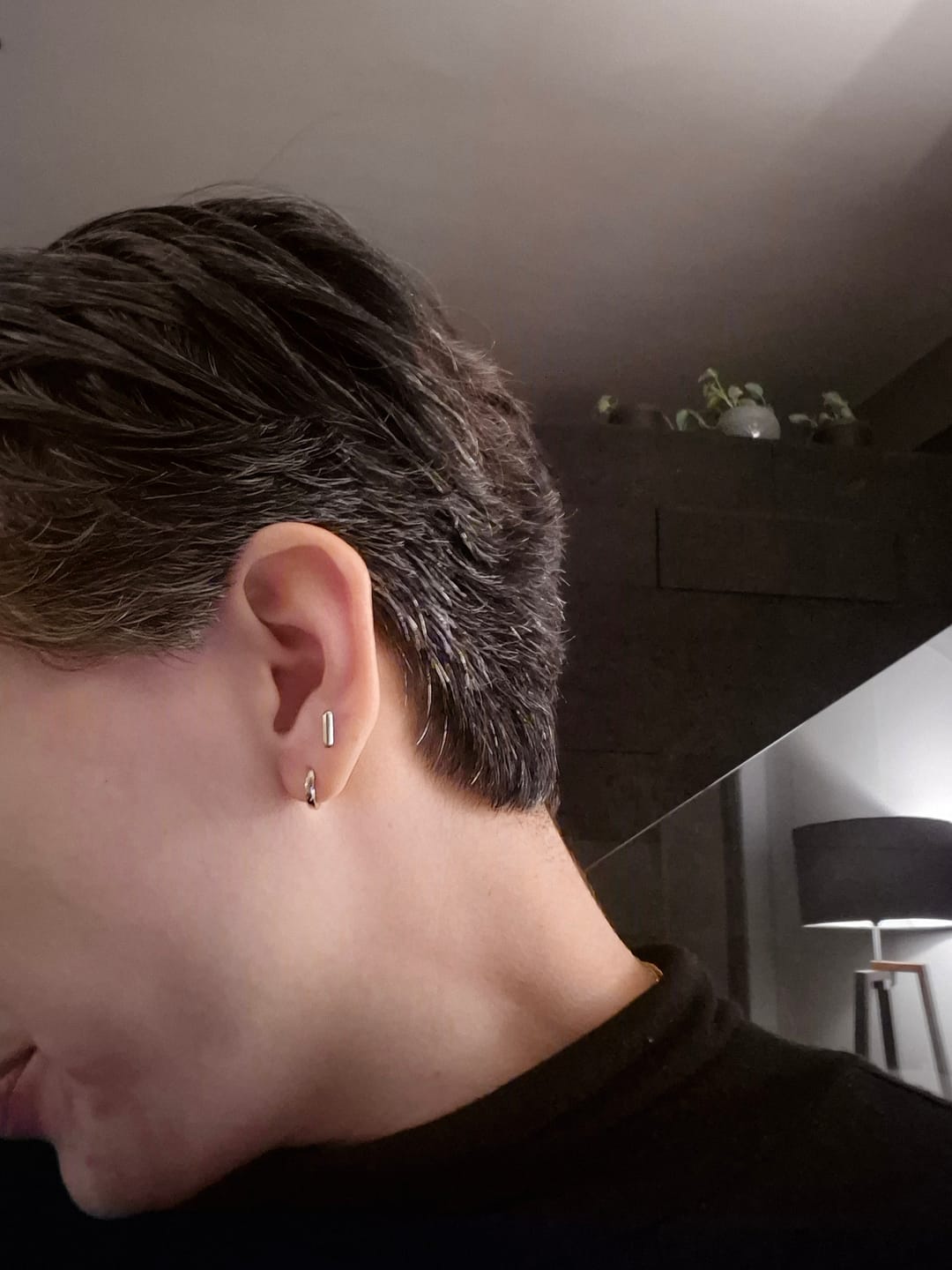 Customer photo review of Arete Plateado Acero Inoxidable Primera Perforacion