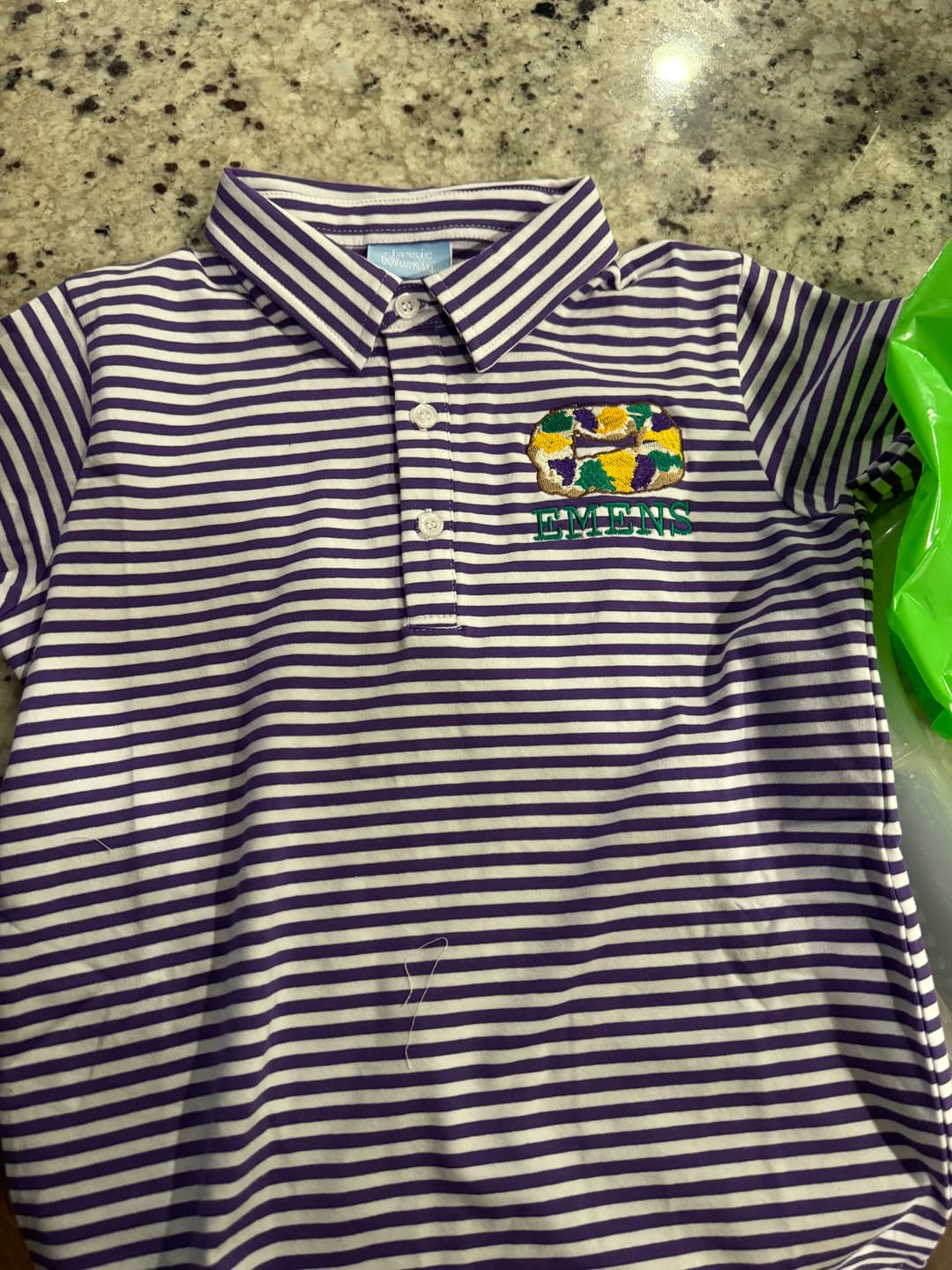Customer photo review of Purple Stripe Polo