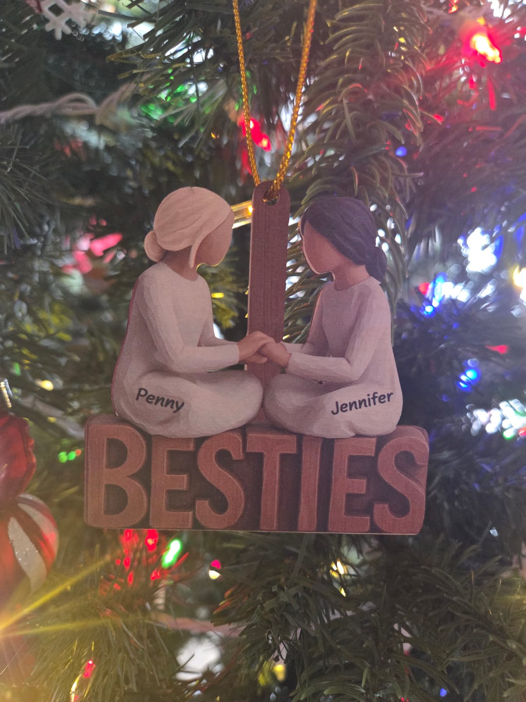 Customer photo review of Besties Forever Together - Personalized Wooden Ornament - Gift For Best Friends