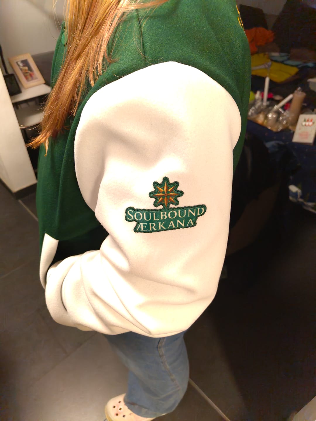 Customer photo review of Maßgeschneidertes Moosgrün Weiß Jacke