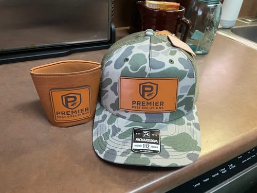 Customer photo review of Custom Leather Patch Hats Richardson CAMO Laser Engraved