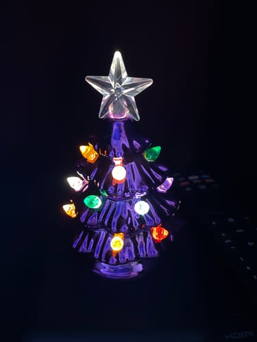 Customer photo review of LAST ONE - Metallic Lite-Up Tree, Purple